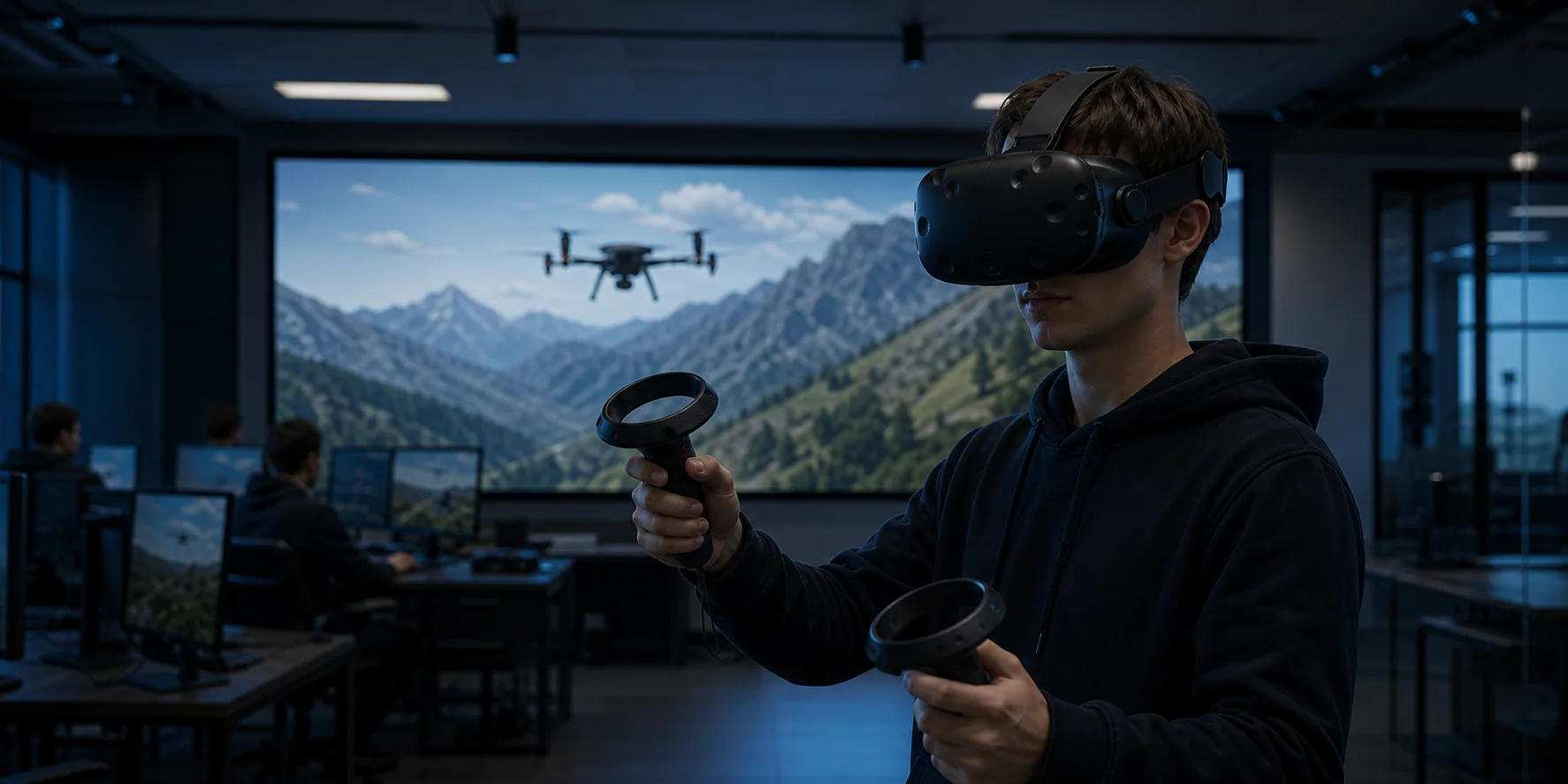Participant training with a VR headset and controllers